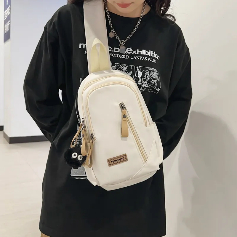 Travel Nylon Shoulder Bag, Crossbody Bag, Sling Bag Regular Unisex Black/White/Coffee/Khaki/Red-7