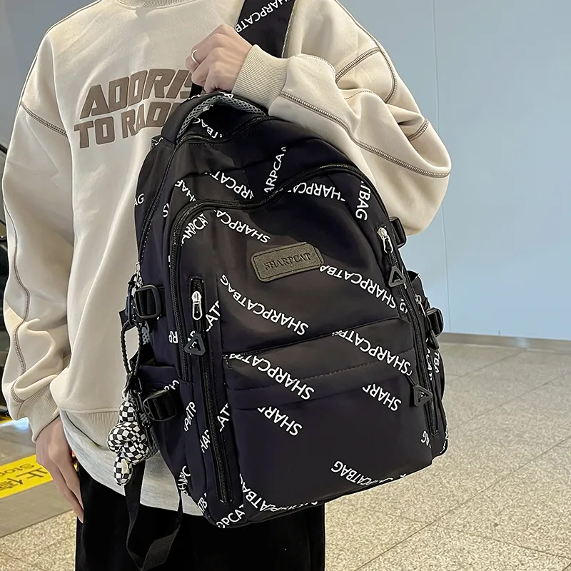 Travel Nylon Backpack Unisex Black/White/Blue/Khaki-3