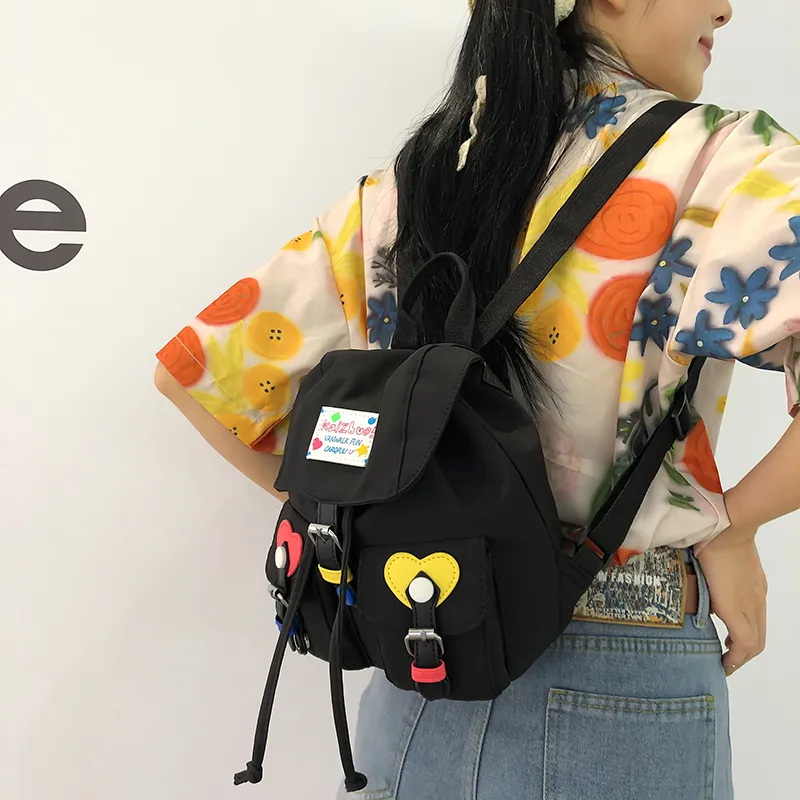 Travel Nylon Backpack Unisex Black/White/Blue-3