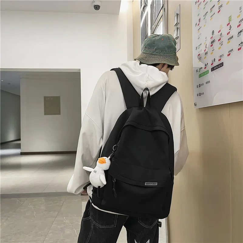 Travel Nylon Backpack Unisex Black/White/Blue/Pink-3