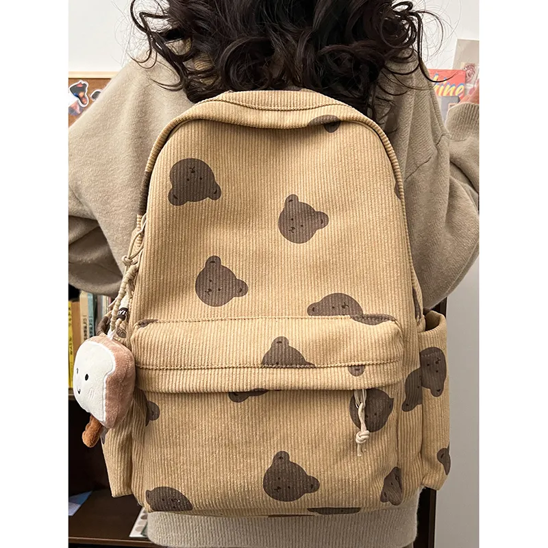 Travel Corduroy Backpack Regular Unisex Cub/Bunny-4