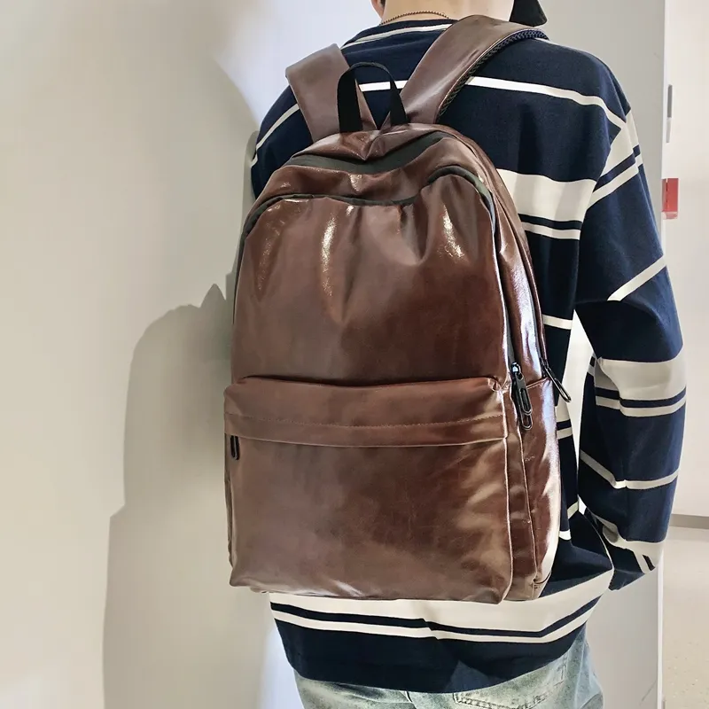 Travel PU Backpack Regular Unisex Black/Gray/Coffee-19