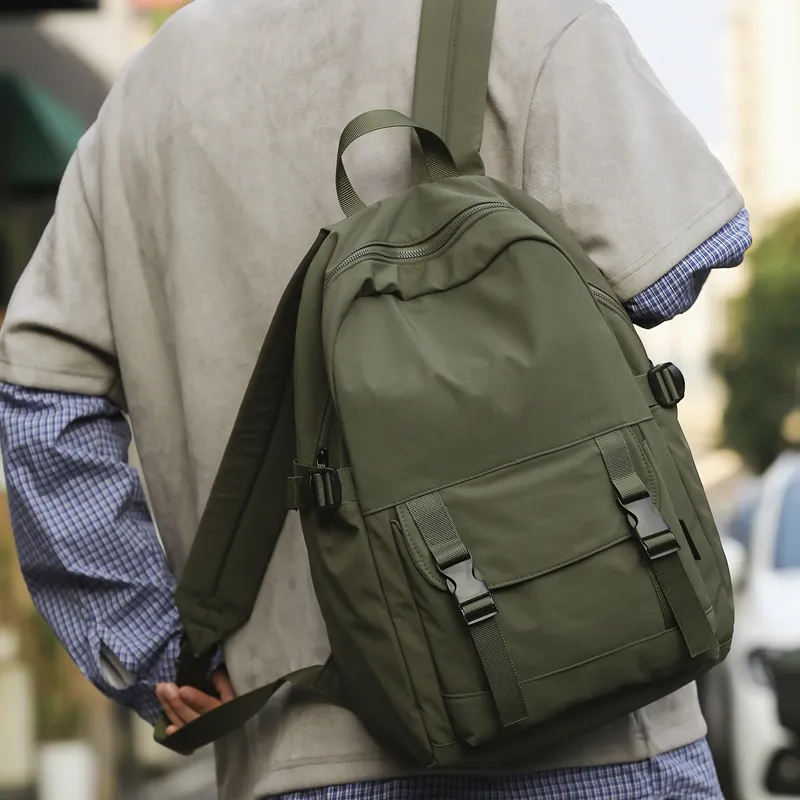 Travel Nylon Backpack Unisex Black/Gray/Khaki/Pink/Green/Purple-14