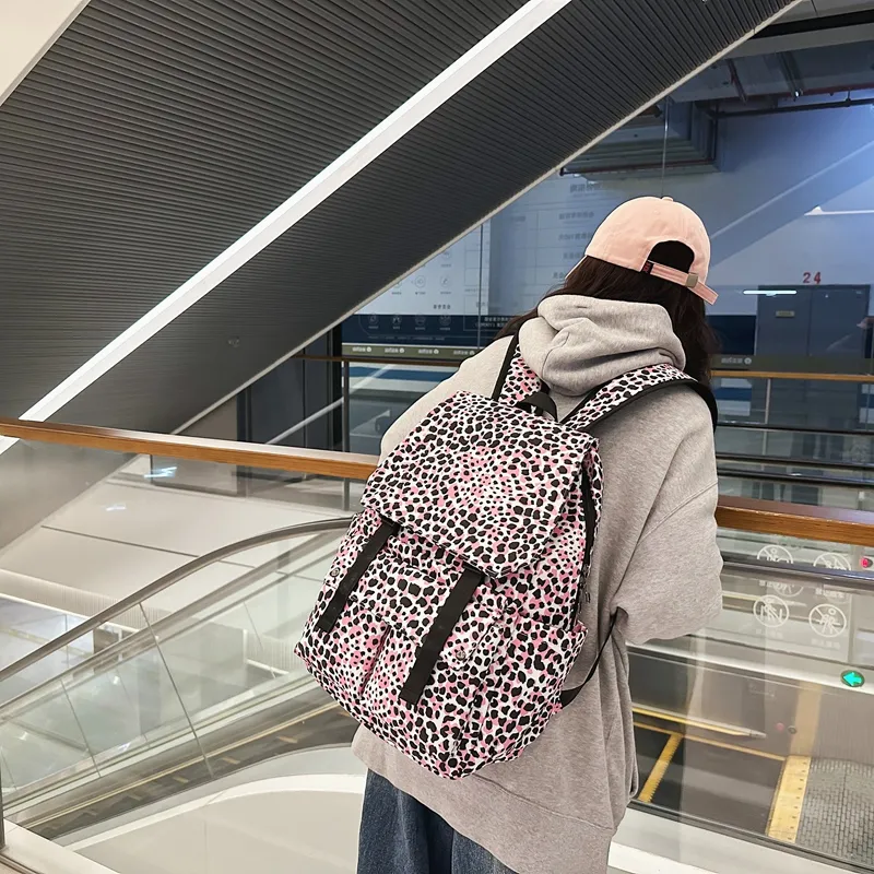 Travel Nylon Backpack Regular Unisex White/Blue/Pink-13