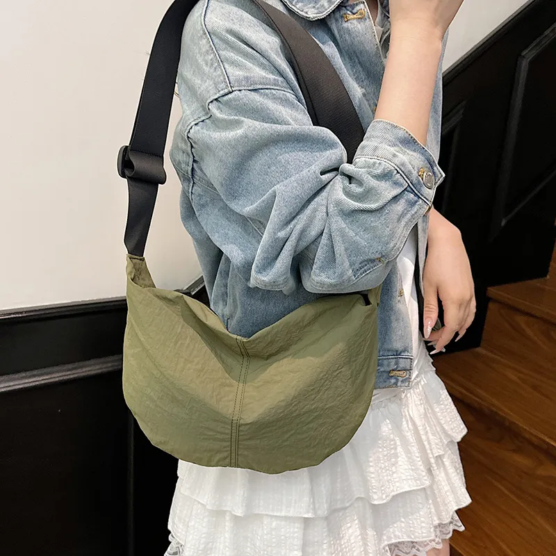 Travel Washed Cloth Crossbody Bag, Shoulder Bag Unisex Black/White/Green/Yellow/Orange-19
