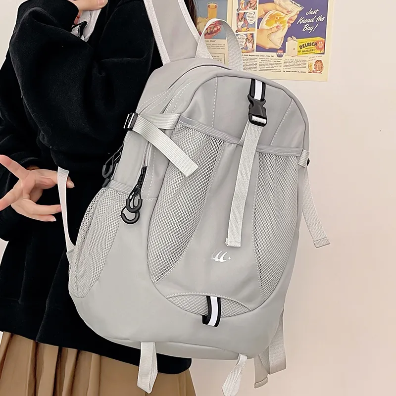Travel Nylon Backpack Regular Unisex Black/Gray-10