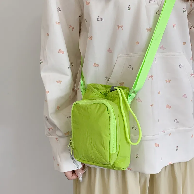 Travel Nylon Fabric Crossbody Bag, Shoulder Bag Unisex Black/Blue/Green/Gray/Pink-21