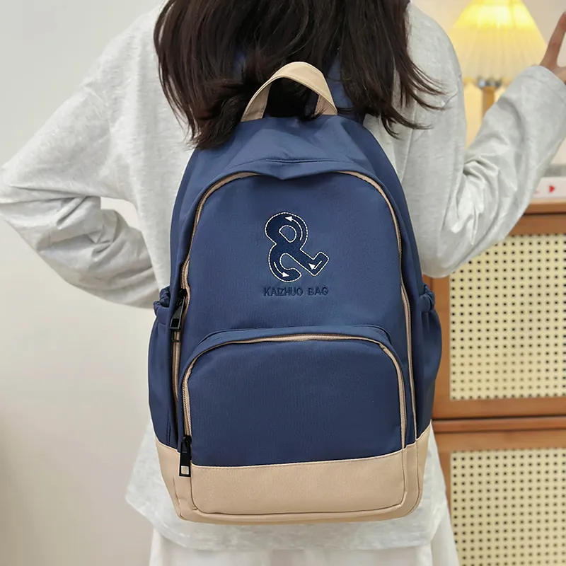 Travel Polyester Backpack Regular Unisex Blue/Red/White-3