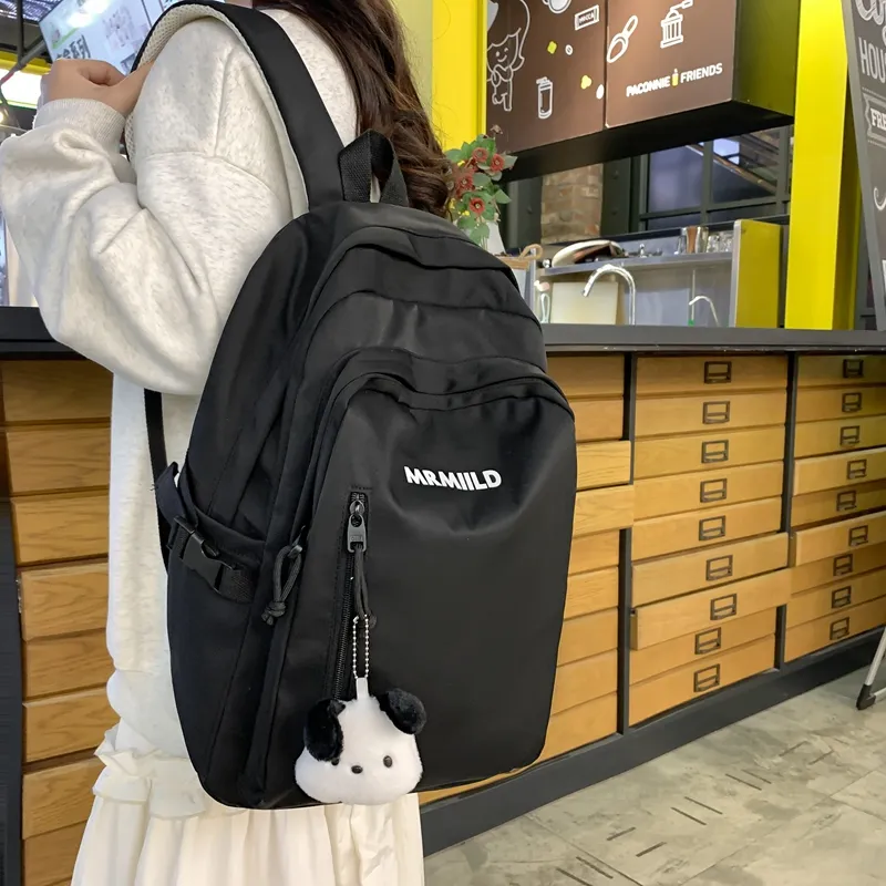 Travel Nylon Backpack Regular Unisex Black/White/Yellow/Pink/Blue-2