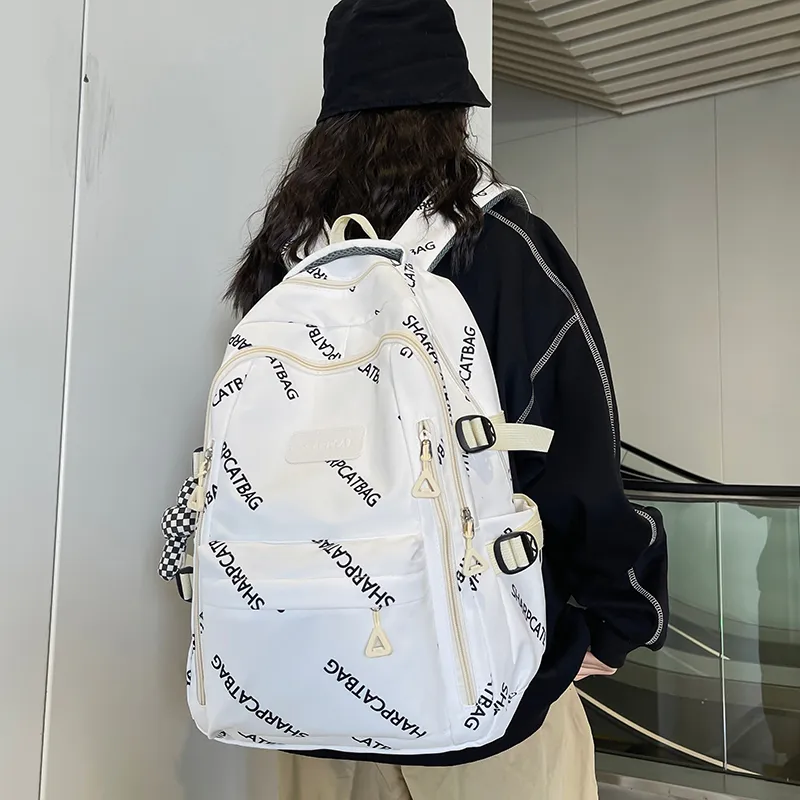 Travel Nylon Backpack Unisex Black/White/Blue/Khaki-14