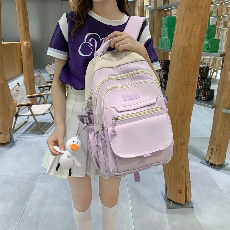 Travel Nylon Backpack Unisex Black/Blue/Purple/Green-23