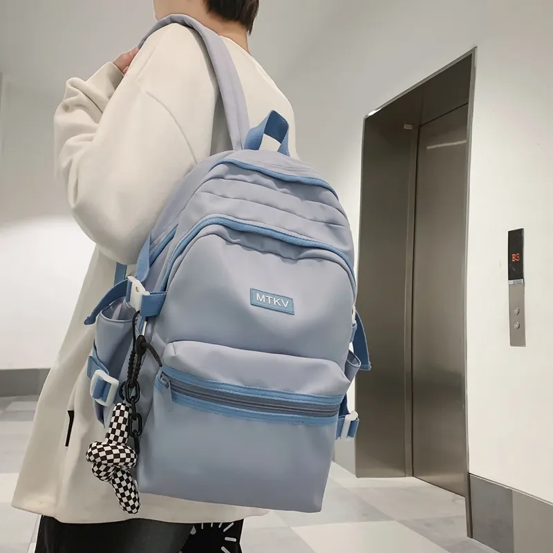 Travel Nylon Backpack Regular Unisex White/Black/Blue/Pink-25