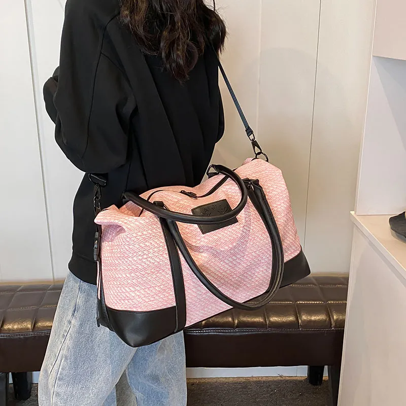 Travel PU Travel Bag Unisex Khaki/Pink/Black/Gray-23
