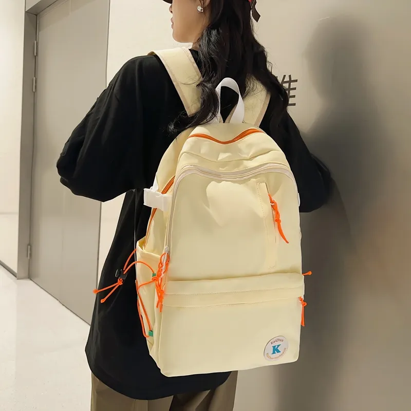 Travel Nylon Backpack Regular Unisex Black/Gray/Yellow-13