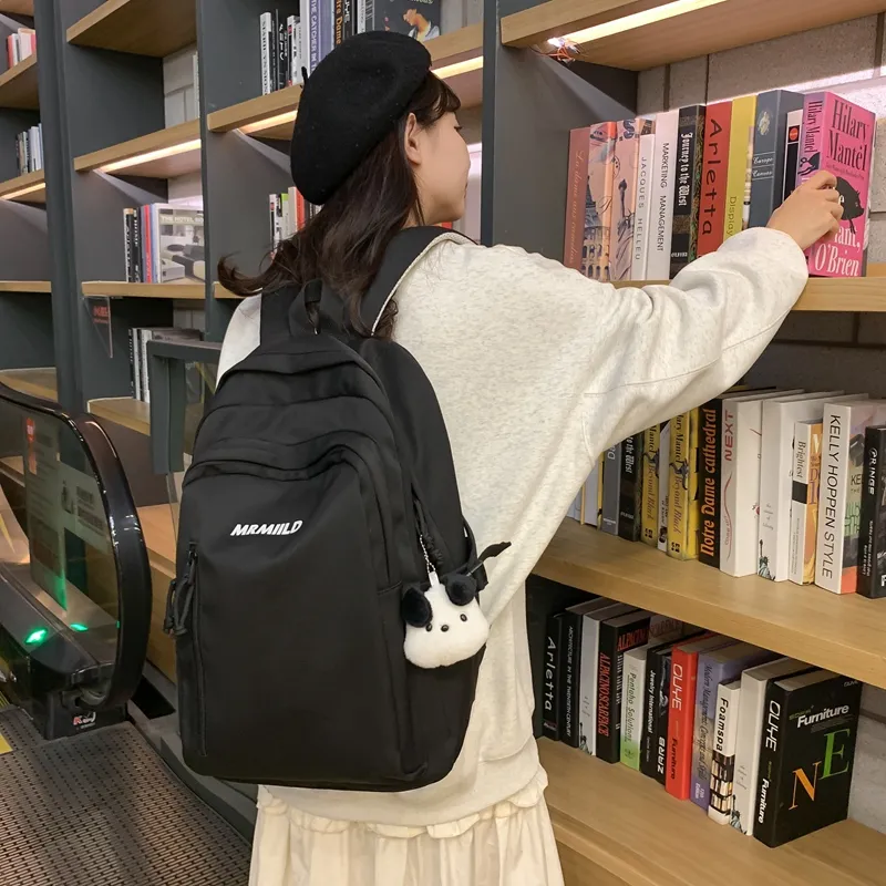 Travel Nylon Backpack Regular Unisex Black/White/Yellow/Pink/Blue-4
