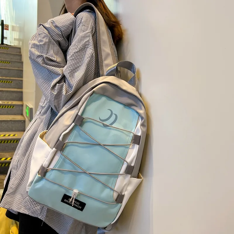 Travel Nylon Backpack Regular Unisex Black/Brown/Dark Blue/Light Blue-17