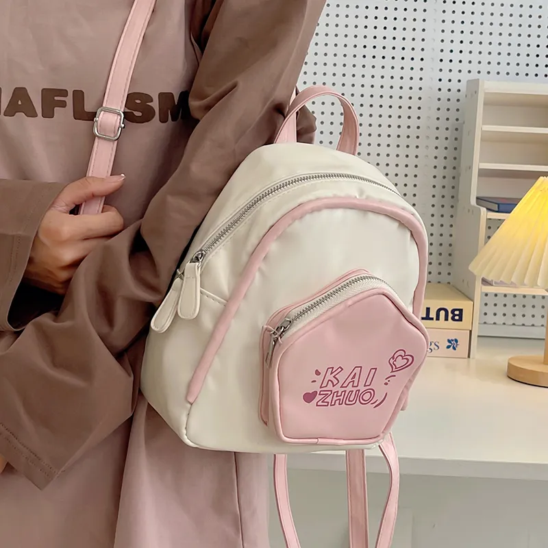 Travel PU Backpack Regular Women's Pink/White-12