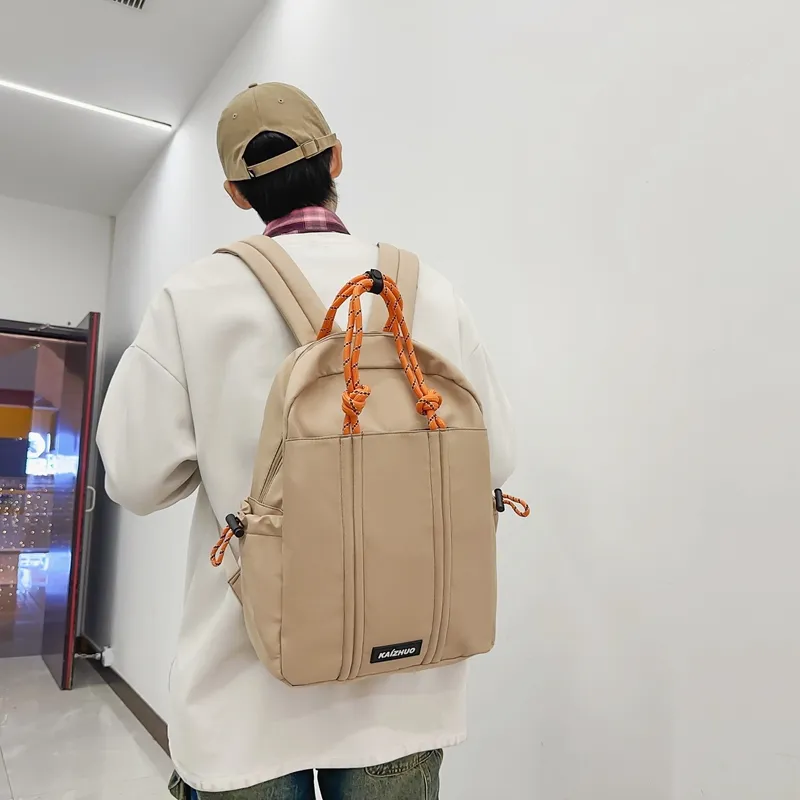 Travel Nylon Backpack Regular Unisex Black/Khaki/Yellow-11