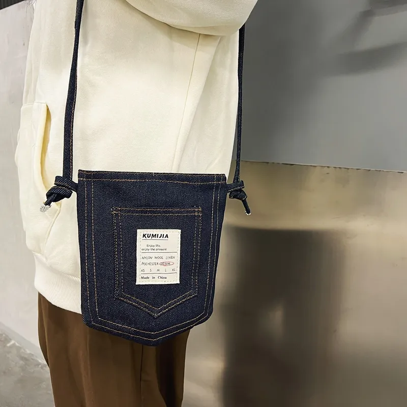 Travel Denim Crossbody Bag Unisex Black/Blue-5