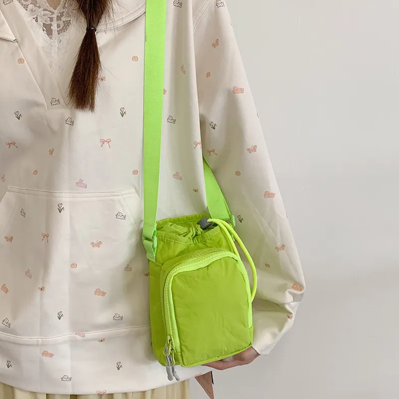 Travel Nylon Fabric Crossbody Bag, Shoulder Bag Unisex Black/Blue/Green/Gray/Pink-17