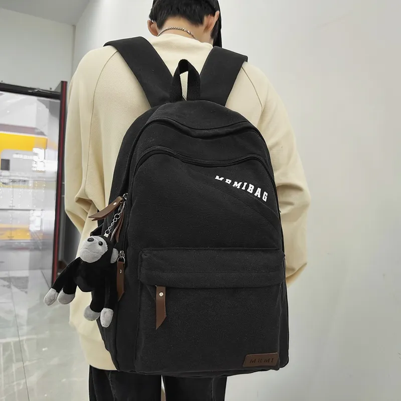 Travel Canvas Backpack Unisex Black/Green/Brown/White/Gray/Khaki-33