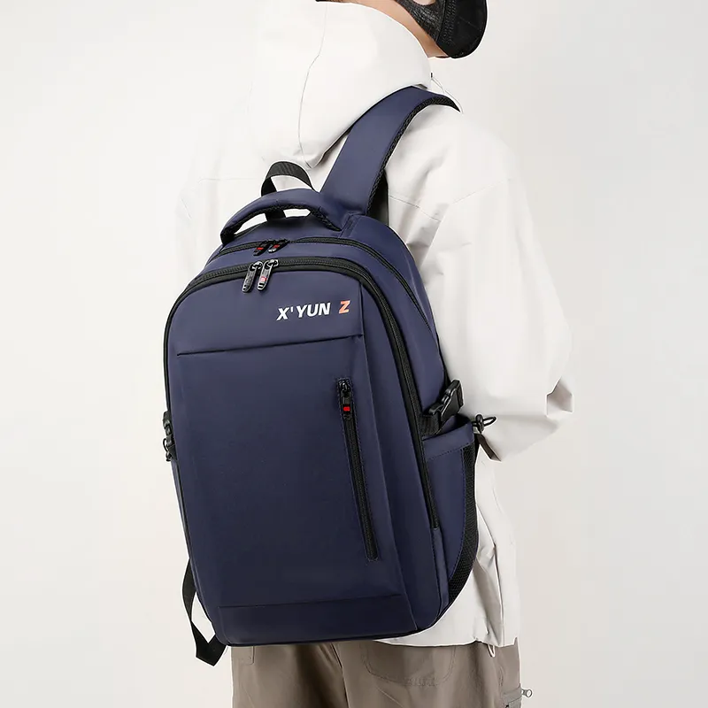 Travel Nylon Backpack Men's Black/Blue/Gray-8