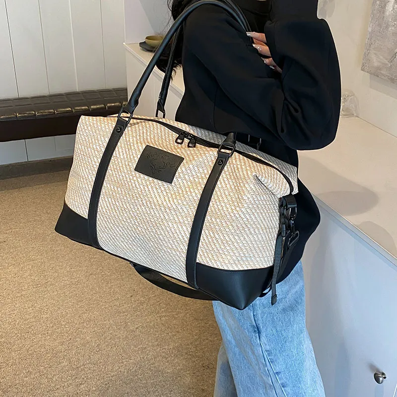 Travel PU Travel Bag Unisex Khaki/Pink/Black/Gray-5