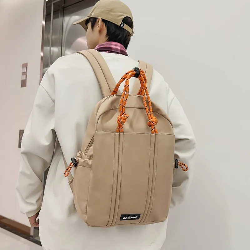 Travel Nylon Backpack Regular Unisex Black/Khaki/Yellow-13