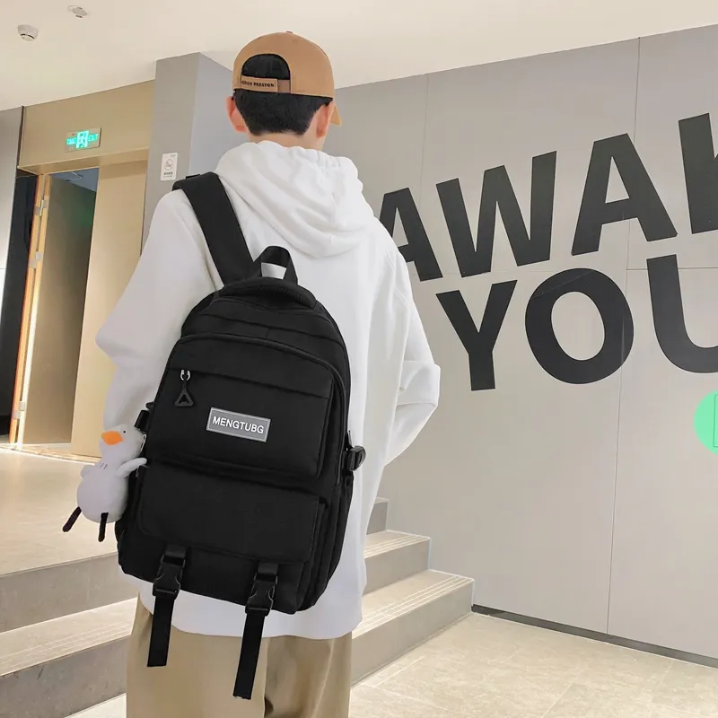 Travel Nylon Backpack Unisex Black/White/Purple/Gray-8