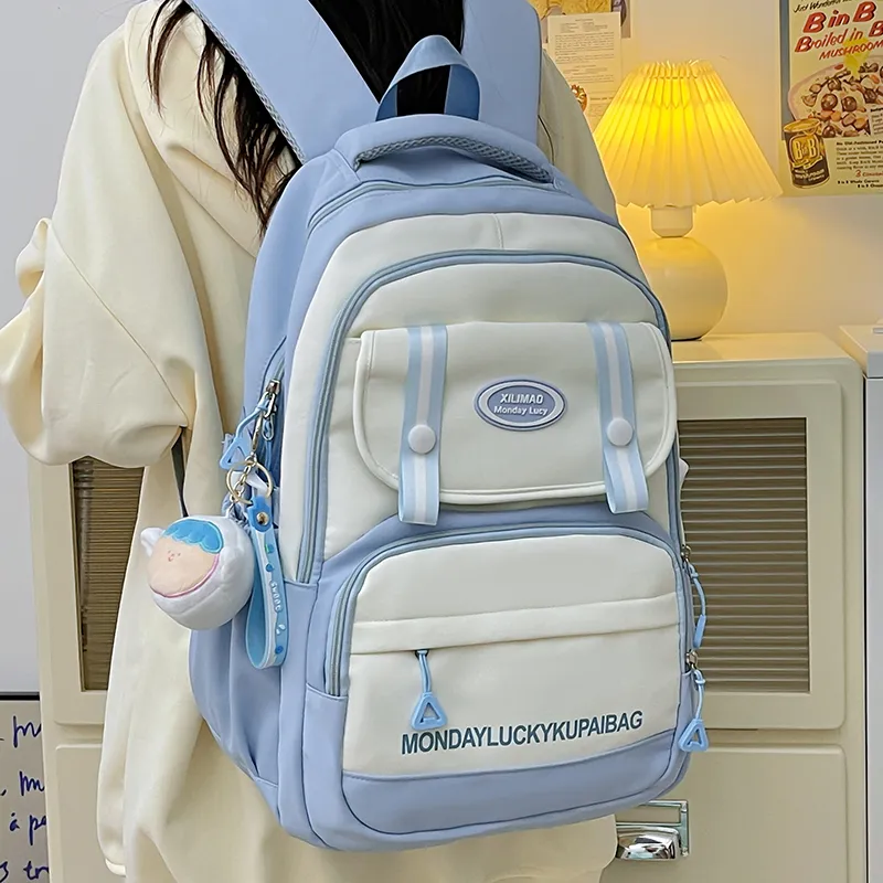 Travel Nylon Backpack Unisex Red/Blue/Black/Khaki/Purple-10
