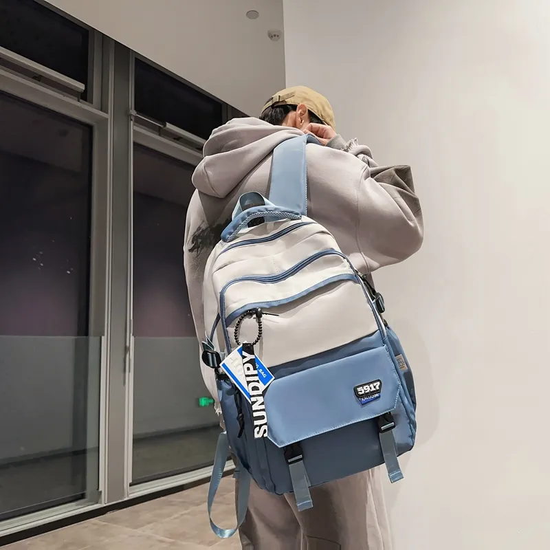 Travel Nylon Backpack Regular Unisex Pure Black/Blue/Black Coffee/Black Gray Color-14