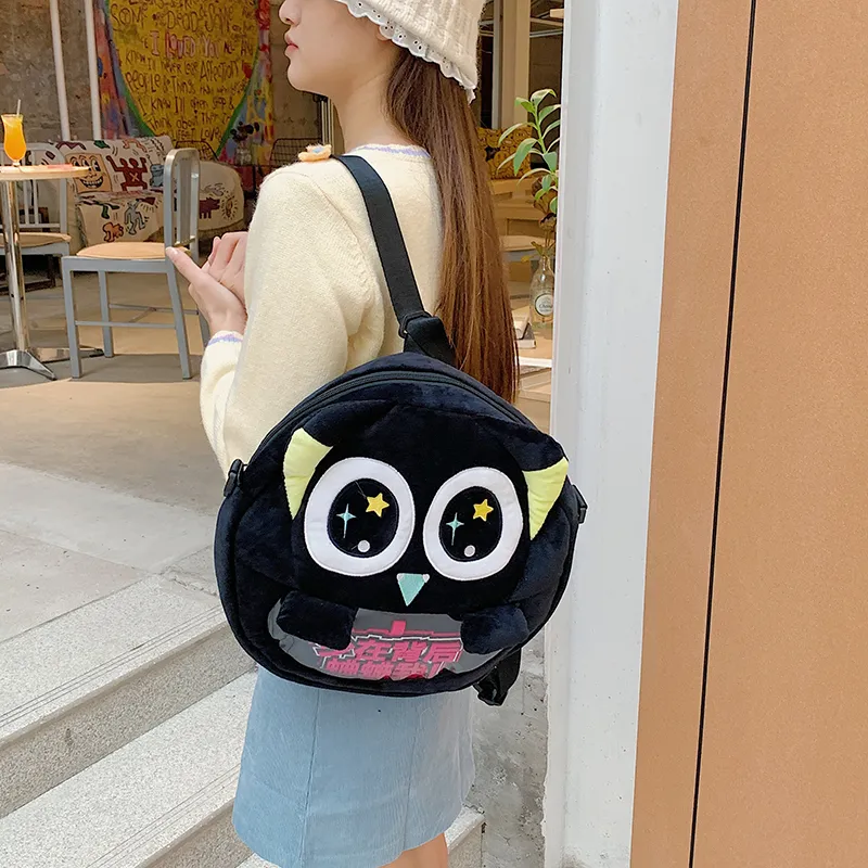 Travel Plush Backpack On The Shoulder Regular Unisex Gray/Black-11