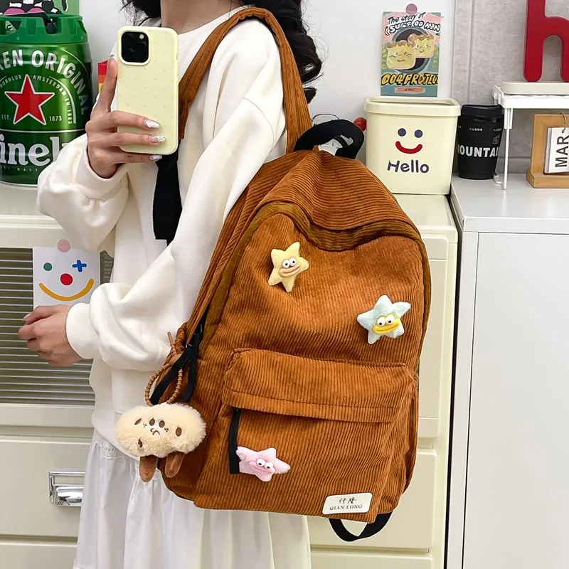 Travel Corduroy Backpack Regular Unisex Multicolor-17