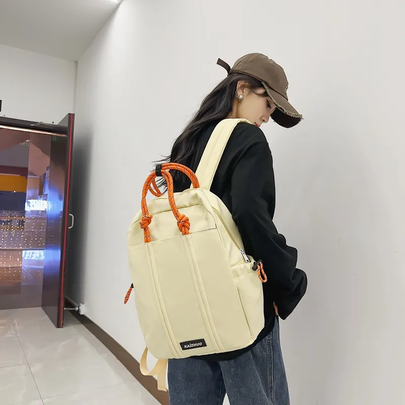 Travel Nylon Backpack Regular Unisex Black/Khaki/Yellow-17