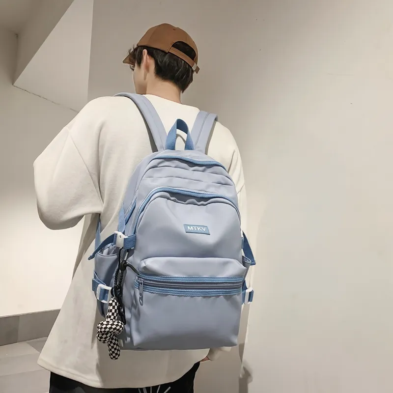 Travel Nylon Backpack Regular Unisex White/Black/Blue/Pink-21