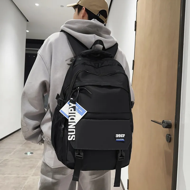 Travel Nylon Backpack Regular Unisex Pure Black/Blue/Black Coffee/Black Gray Color-2