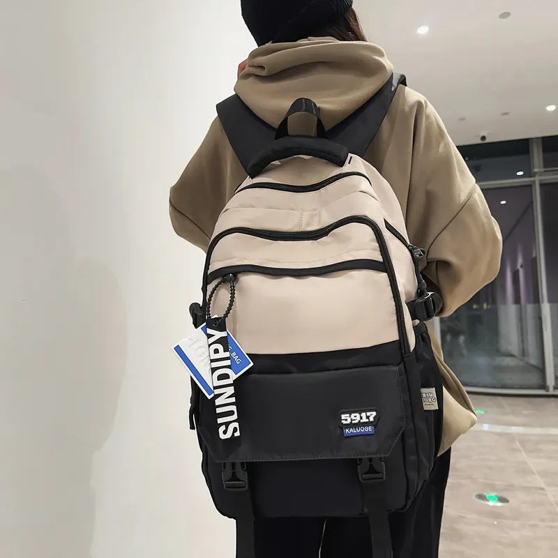 Travel Nylon Backpack Regular Unisex Pure Black/Blue/Black Coffee/Black Gray Color-20