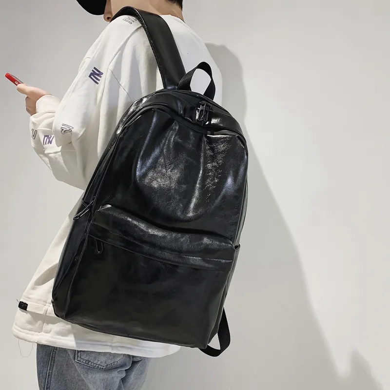 Travel PU Backpack Regular Unisex Black/Gray/Coffee-4