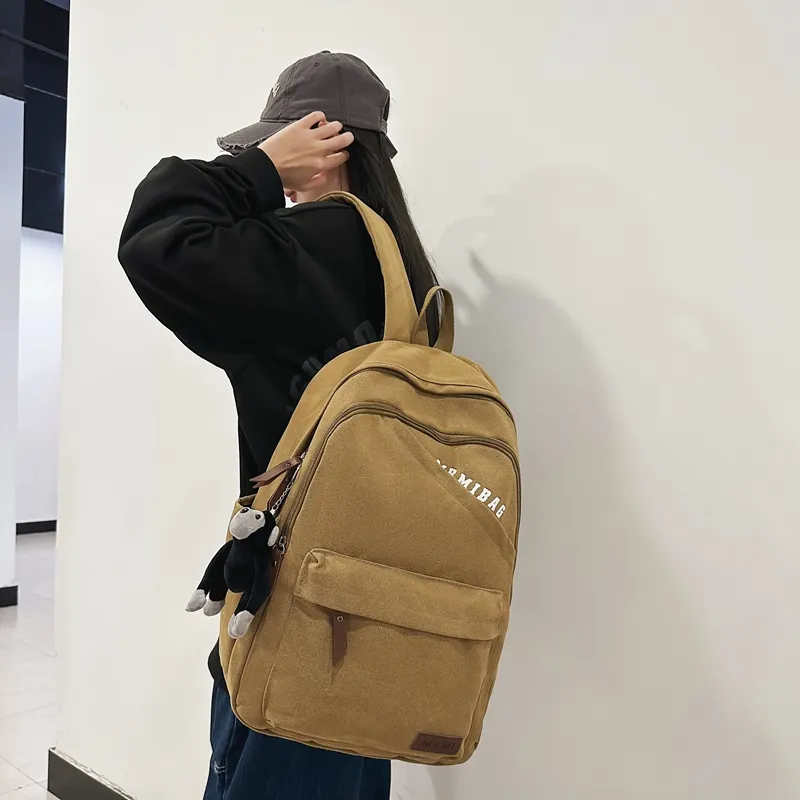 Travel Canvas Backpack Unisex Black/Green/Brown/White/Gray/Khaki-20