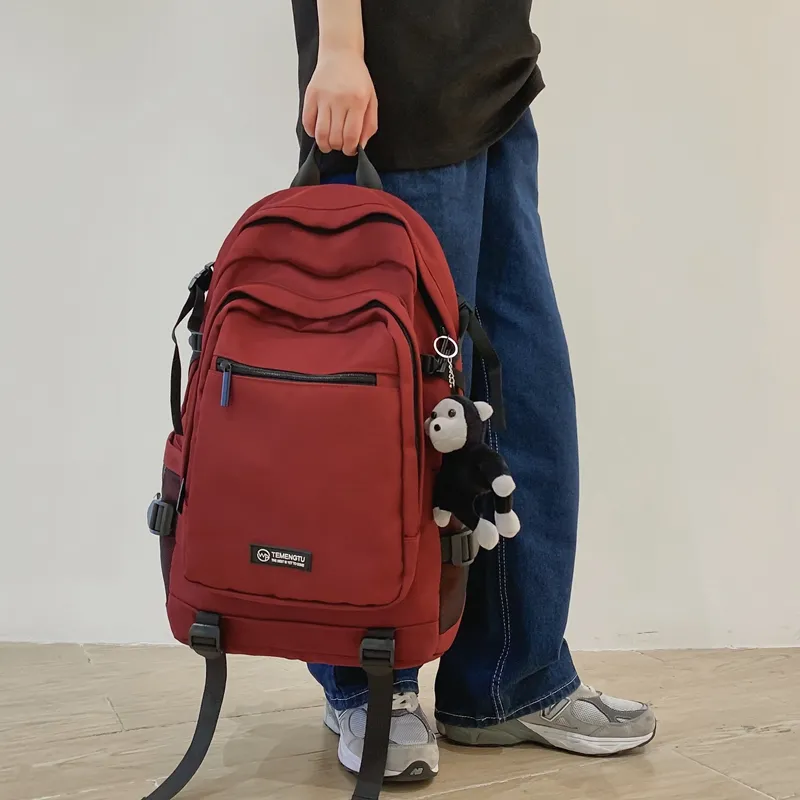 Travel Nylon Backpack Regular Unisex Black/Gray/Red/Light Purple-20