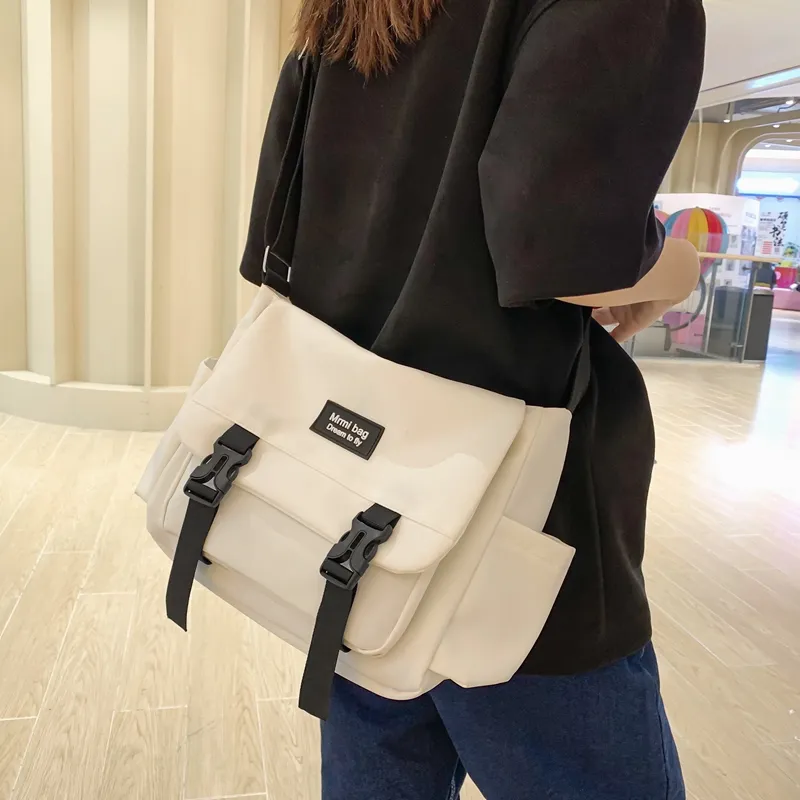 Travel Nylon Crossbody Bag Regular Unisex Black/White/Gray-7