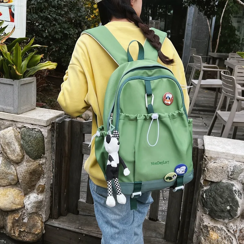 Travel Nylon Backpack Regular Unisex Ecru/Green/Black/Purple/Pink/Khaki-5