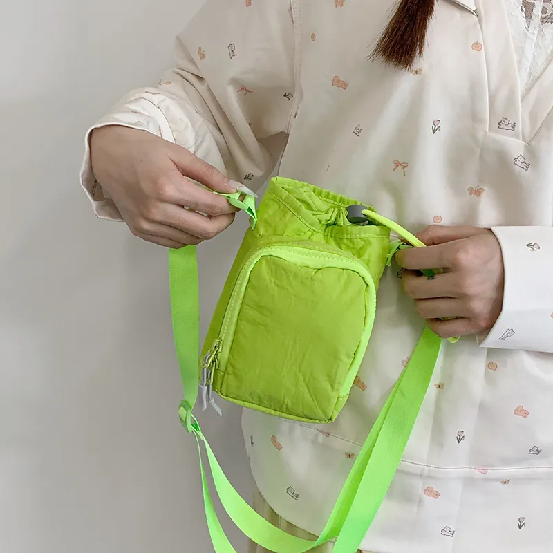 Travel Nylon Fabric Crossbody Bag, Shoulder Bag Unisex Black/Blue/Green/Gray/Pink-16
