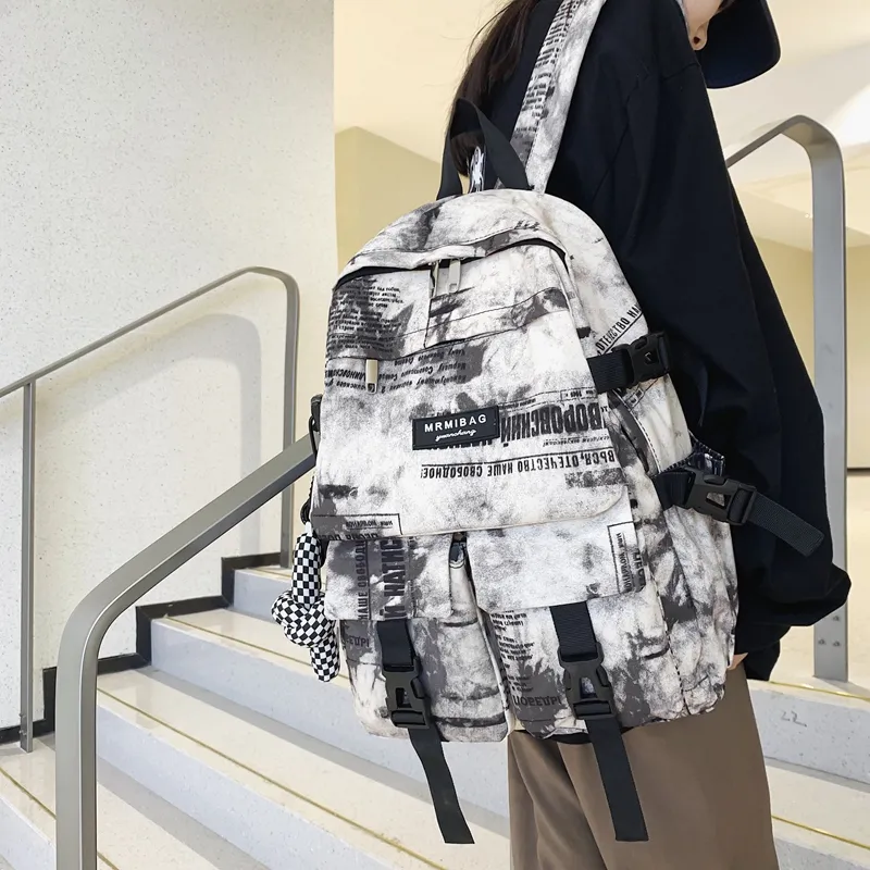 Travel Nylon Backpack Regular Black/White/Blue-8