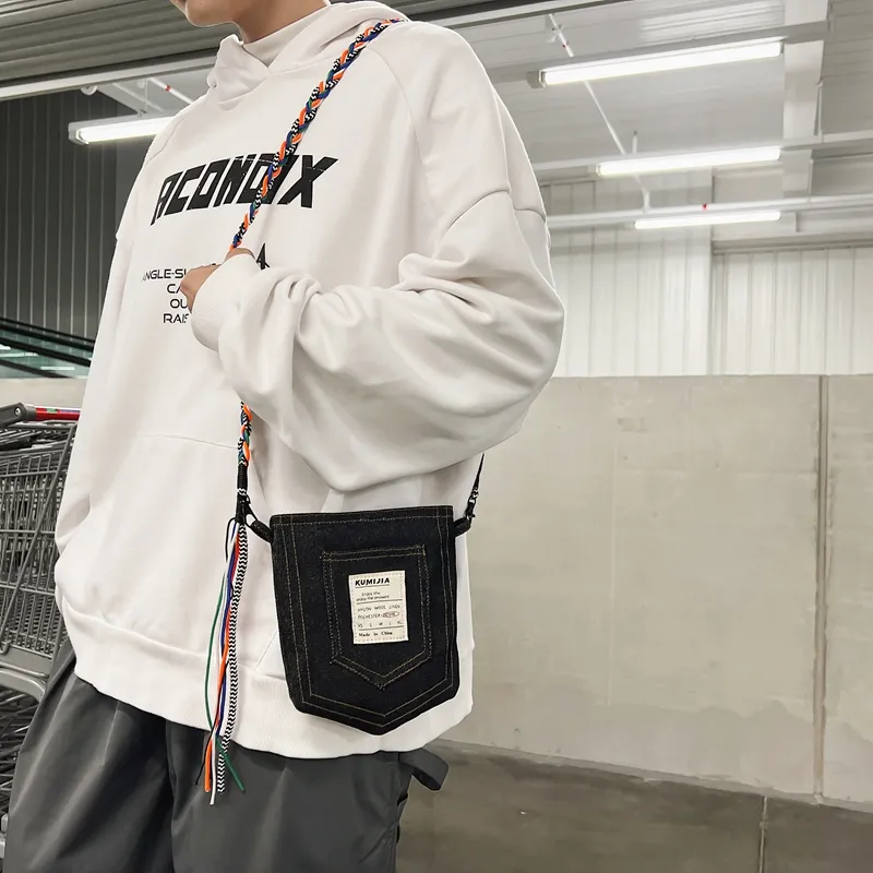 Travel Denim Crossbody Bag Unisex Black/Blue-10