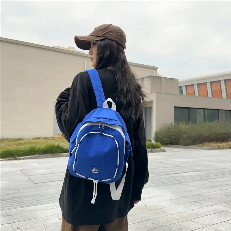 Travel Nylon Backpack Unisex Black/Yellow/Blue-13