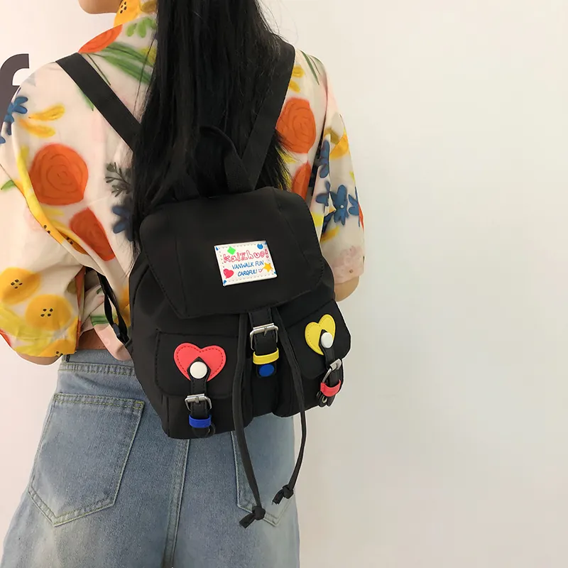 Travel Nylon Backpack Unisex Black/White/Blue-2