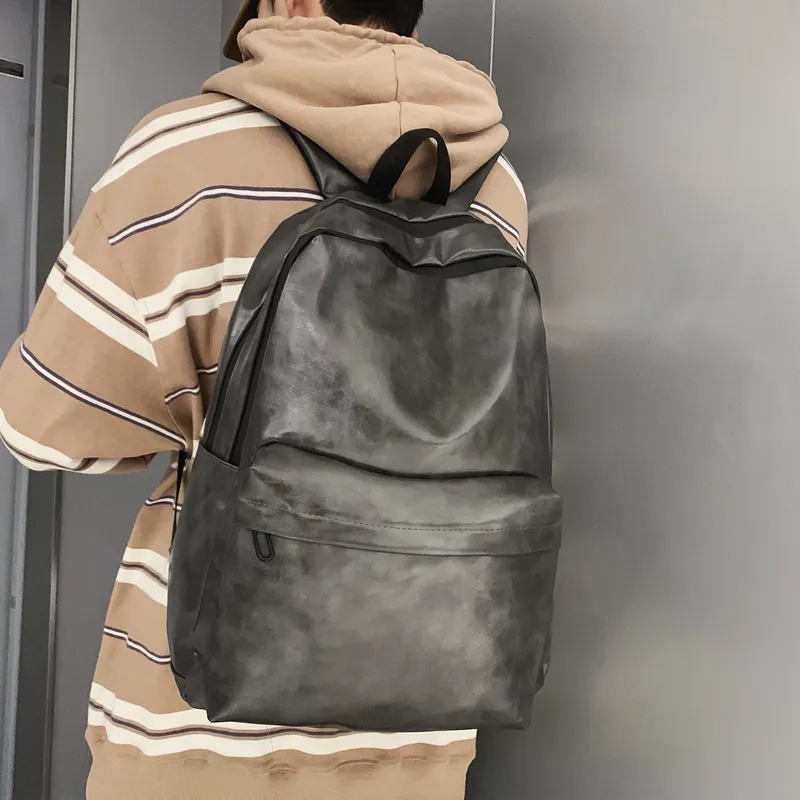 Travel PU Backpack Regular Unisex Black/Gray/Coffee-11