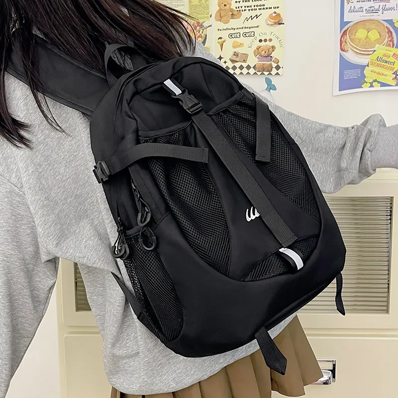 Travel Nylon Backpack Regular Unisex Black/Gray-2