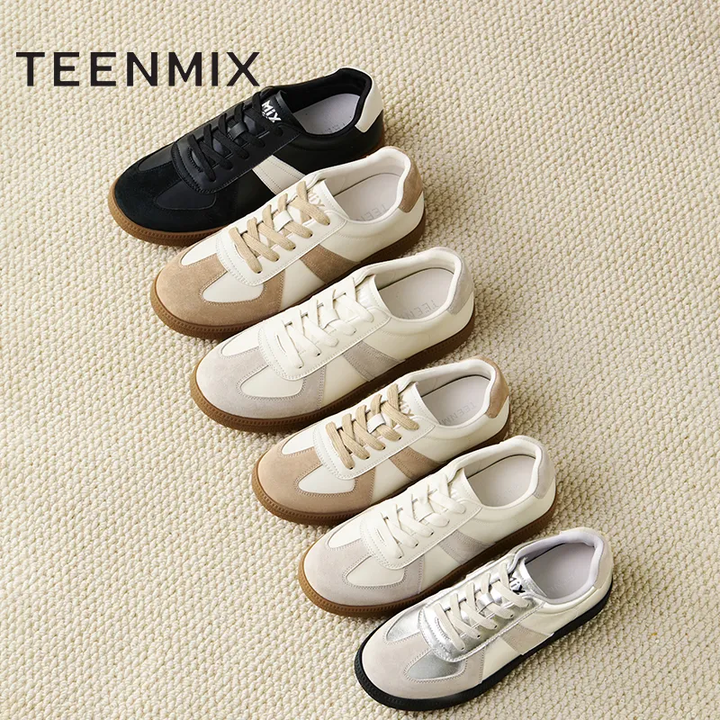 Teenmix Balmedie Beach, Couple Flat Shoes, Delicate Suede Texture Low Top Skateboard Shoes Women's Oat Gray-5